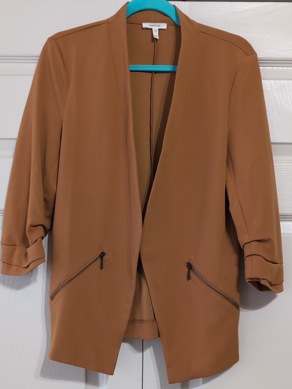 Maurices Dark Mustard Open-Front Blazer with Zip Pockets